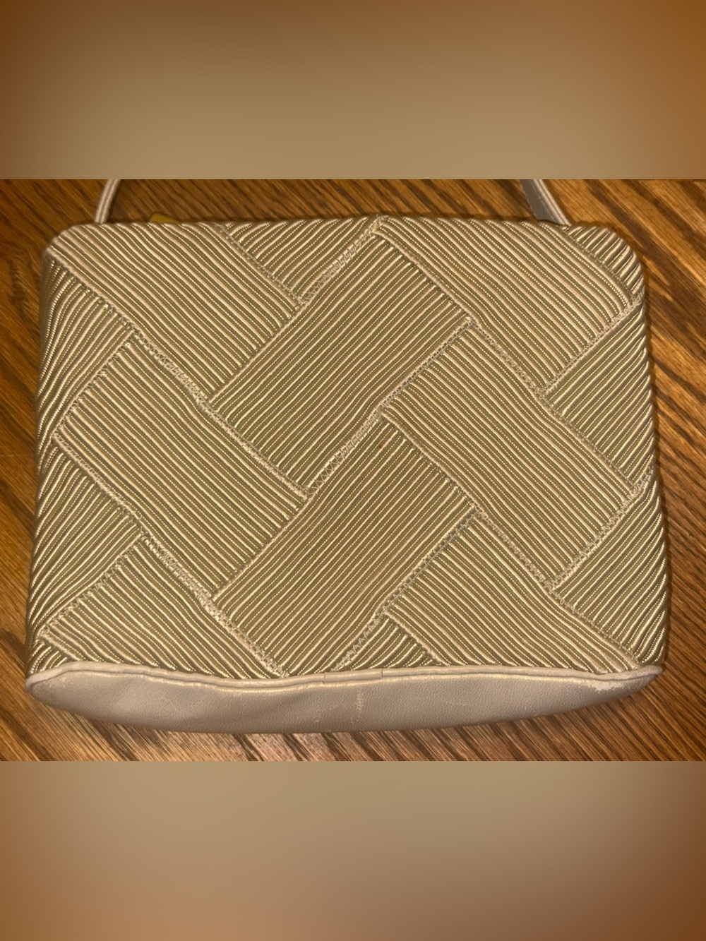 Sharif Beige Woven Crossbody Bag Purse Restoration Project TLC - Picture 4 of 9